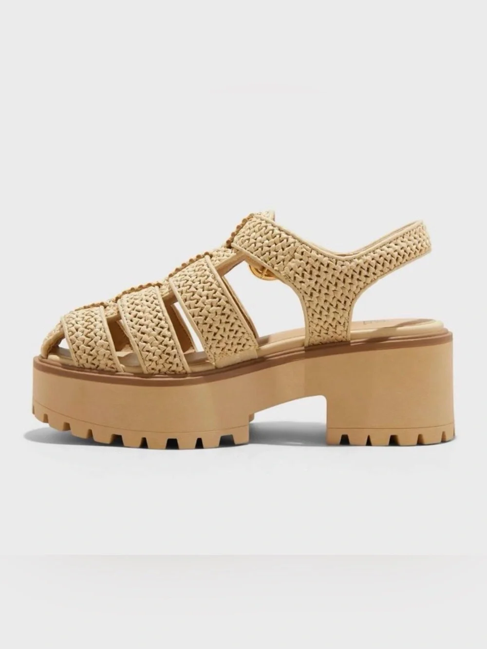Woven Platform Espadrille Sandal - Beige